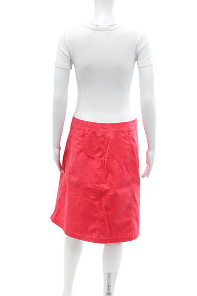 Boden Womens Cotton High Waisted Midi A-Line Zip Up Pencil Skirt Pink Size 8