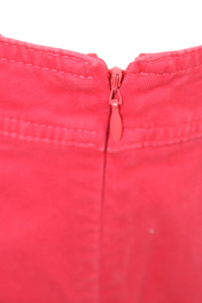 Boden Womens Cotton High Waisted Midi A-Line Zip Up Pencil Skirt Pink Size 8