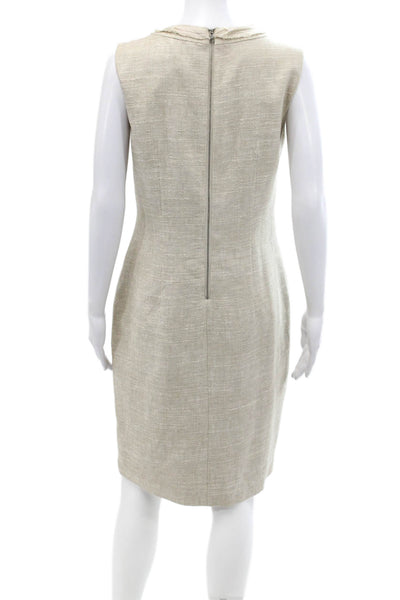 T Tahari Womens Linen Sleeveless Pencil Breydan Dress Sand Dune Beige Size 8