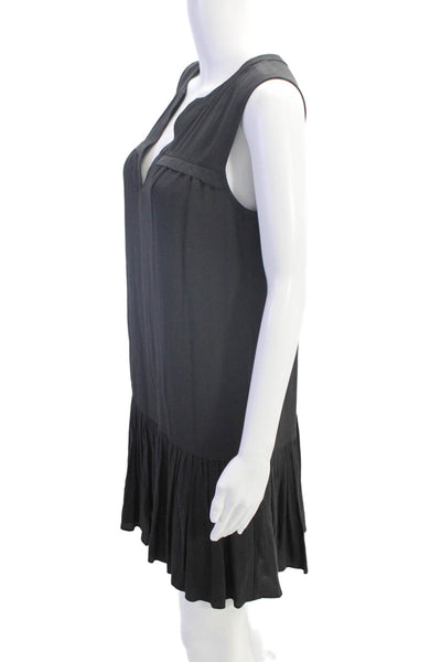 J Crew Womens Sleeveless V Neck Knee Length Shift Dress Black Size 2XS
