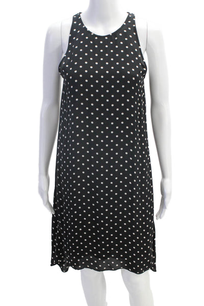 Theory Womens Sleeveless Scoop Neck Silk Polka Dot Dress Black Size 2