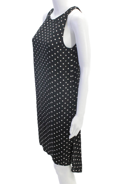 Theory Womens Sleeveless Scoop Neck Silk Polka Dot Dress Black Size 2