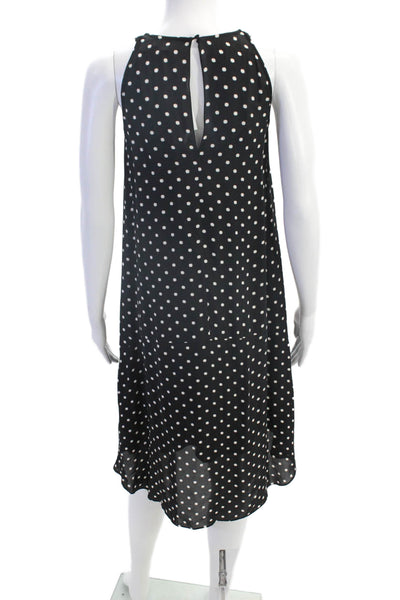Theory Womens Sleeveless Scoop Neck Silk Polka Dot Dress Black Size 2