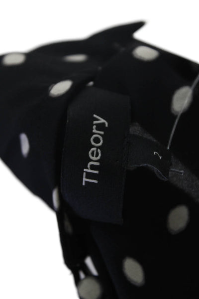 Theory Womens Sleeveless Scoop Neck Silk Polka Dot Dress Black Size 2