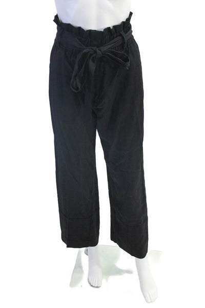 J Crew Womens Zipper Fly High Rise Straight Leg Pants Black Size 2