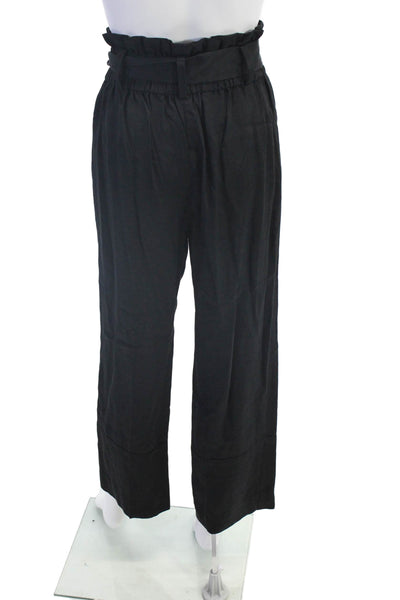 J Crew Womens Zipper Fly High Rise Straight Leg Pants Black Size 2