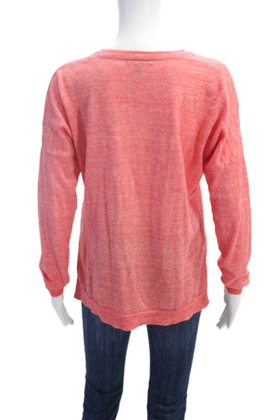 J Crew Womens Long Sleeve V Neck Knit Shirt Red Cotton Size Small