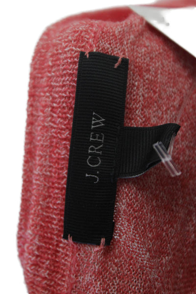 J Crew Womens Long Sleeve V Neck Knit Shirt Red Cotton Size Small