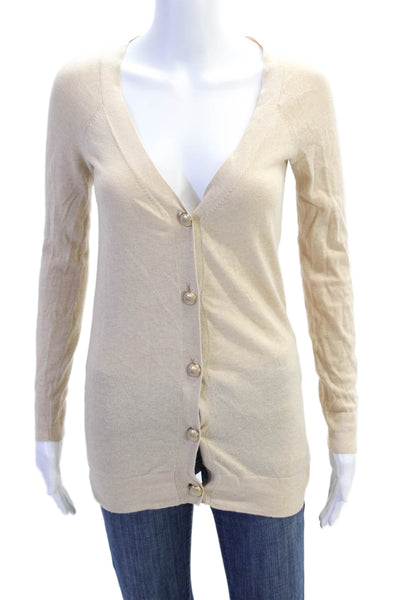 Juicy Couture Womens Cotton Blend Button Up Cardigan Sweater Beige Size P