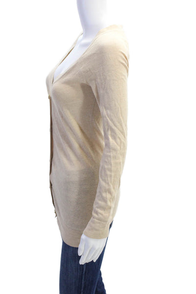 Juicy Couture Womens Cotton Blend Button Up Cardigan Sweater Beige Size P