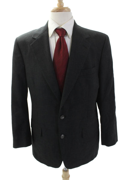 Brooks Brothers Mens Wool Collared Long Sleeve Buttoned Blazer Gray Size 40