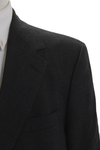 Brooks Brothers Mens Wool Collared Long Sleeve Buttoned Blazer Gray Size 40