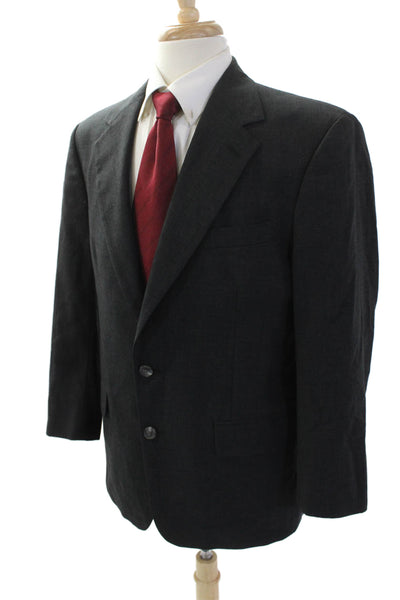 Brooks Brothers Mens Wool Collared Long Sleeve Buttoned Blazer Gray Size 40