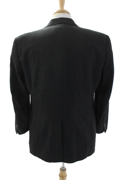 Brooks Brothers Mens Wool Collared Long Sleeve Buttoned Blazer Gray Size 40