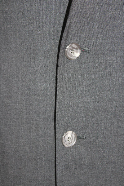Brooks Brothers Mens Wool Collared Long Sleeve Buttoned Blazer Gray Size 40