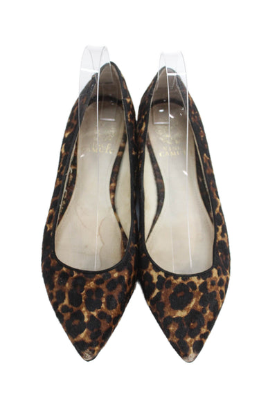 Vince Camuto Womens Animal Print Pointed Toe Slip-On Flats Brown Size 8.5