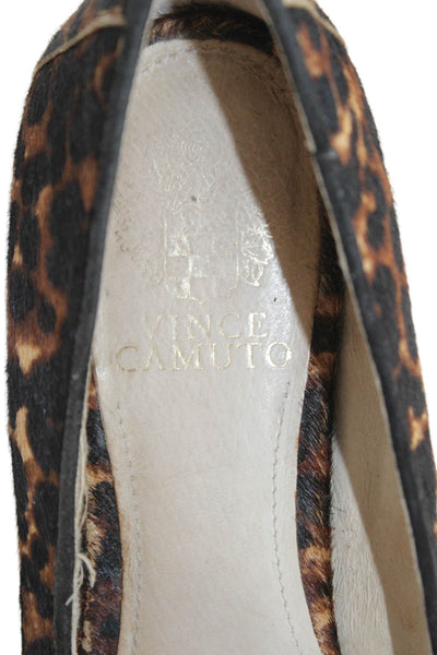 Vince Camuto Womens Animal Print Pointed Toe Slip-On Flats Brown Size 8.5