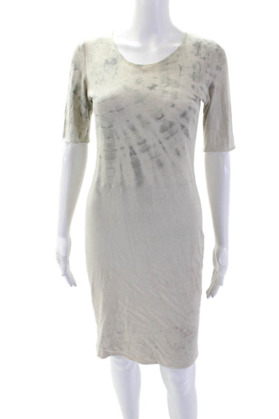 Raquel Allegra Womens Cotton V-Neck Short Sleeve Tie Die Mini Dress Gray Size 2