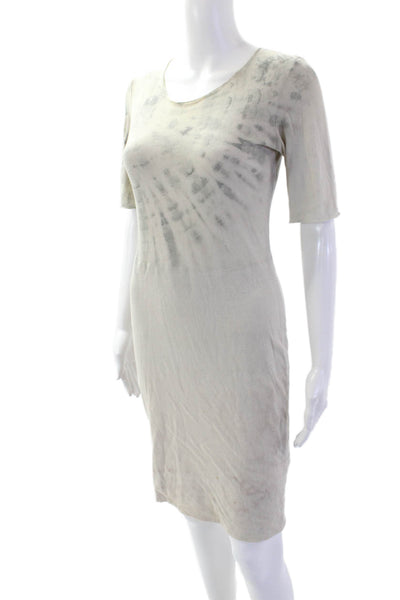 Raquel Allegra Womens Cotton V-Neck Short Sleeve Tie Die Mini Dress Gray Size 2