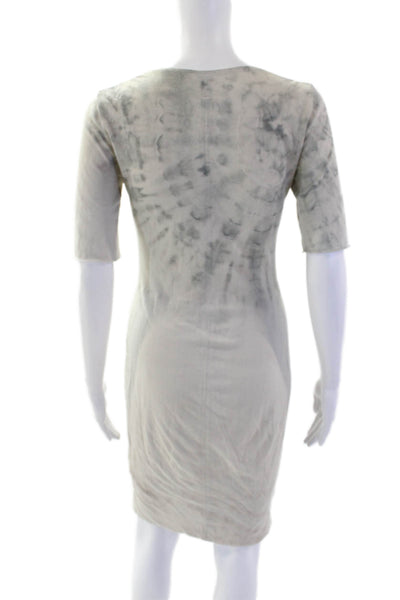Raquel Allegra Womens Cotton V-Neck Short Sleeve Tie Die Mini Dress Gray Size 2