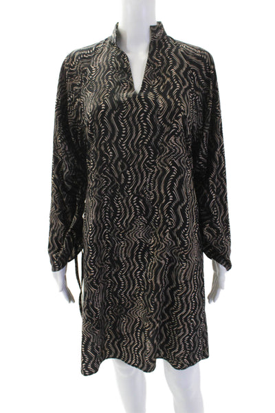 Judith & Charles Womens V-Neck Spotted Print Rouched Sleeve Dress Black Size 2