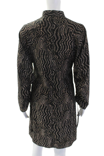 Judith & Charles Womens V-Neck Spotted Print Rouched Sleeve Dress Black Size 2