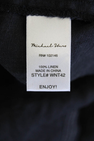 Michael Stars Womens Linen Contrast Stitch Detail Sleeveless Dress Black Size S