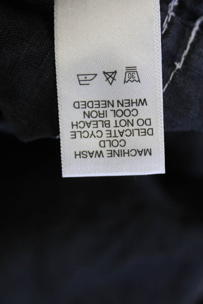 Michael Stars Womens Linen Contrast Stitch Detail Sleeveless Dress Black Size S