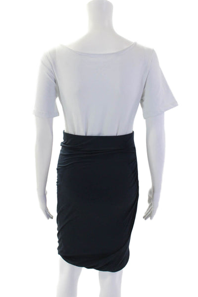 Frame Womens Side Rouched Detail Elastic Waist Pencil Skirt Dark Blue Size S