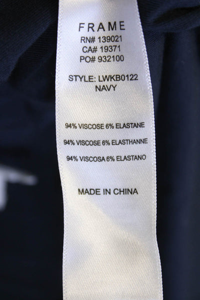 Frame Womens Side Rouched Detail Elastic Waist Pencil Skirt Dark Blue Size S