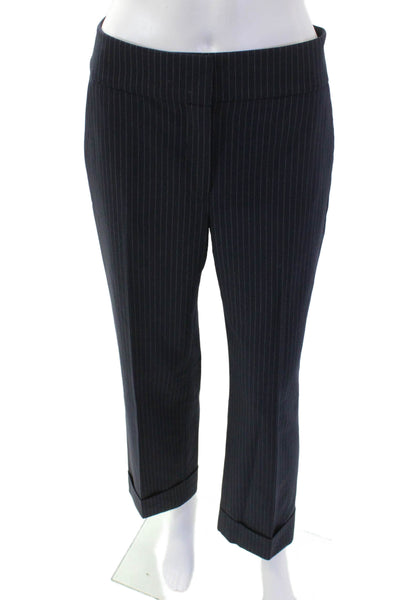 Judith & Charles Womens Wool Pinstriped Detail Pocketed Pants Black Size 2