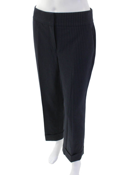 Judith & Charles Womens Wool Pinstriped Detail Pocketed Pants Black Size 2