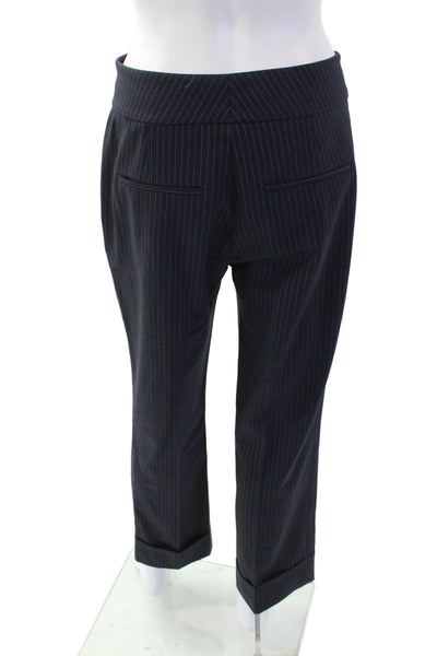 Judith & Charles Womens Wool Pinstriped Detail Pocketed Pants Black Size 2