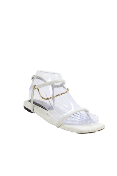 Proenza Schouler Womens Leather Lamb Padded Sandal Open Toe Flats White Size 5.5