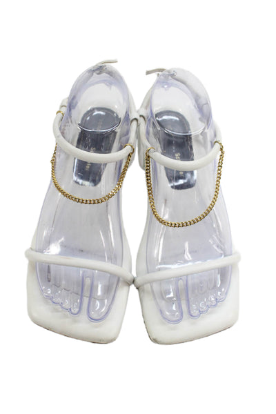 Proenza Schouler Womens Leather Lamb Padded Sandal Open Toe Flats White Size 5.5