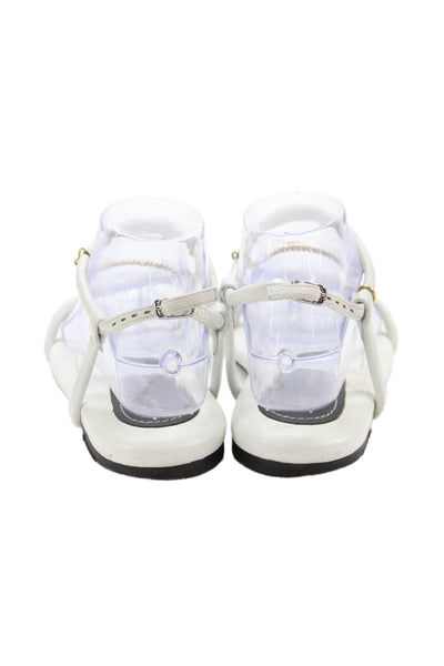Proenza Schouler Womens Leather Lamb Padded Sandal Open Toe Flats White Size 5.5