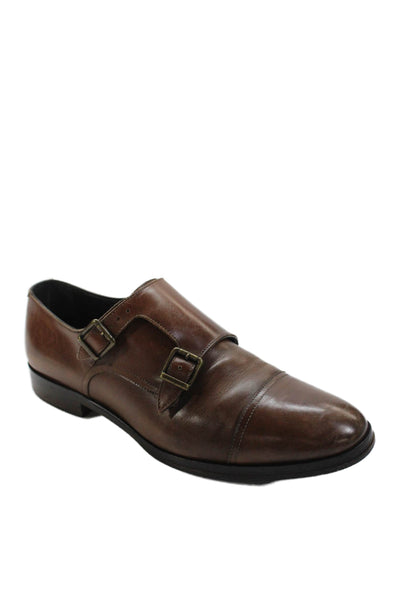 M Gemi Mens Leather Gold Buckle Oxford Dress Shoes Mahogany Brown Size 42