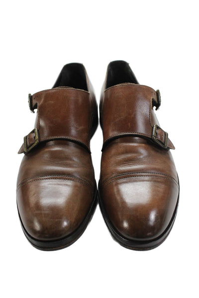M Gemi Mens Leather Gold Buckle Oxford Dress Shoes Mahogany Brown Size 42