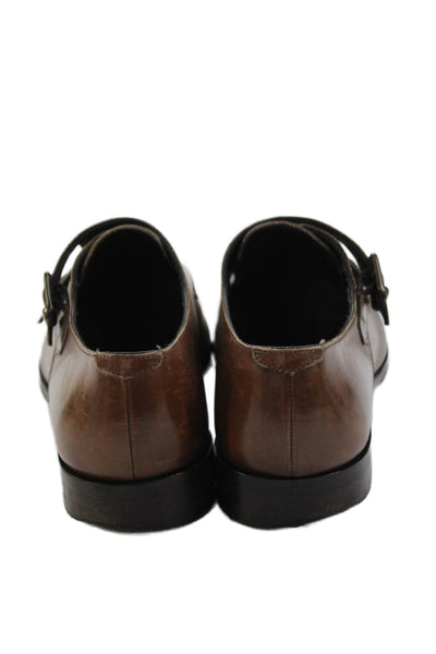 M Gemi Mens Leather Gold Buckle Oxford Dress Shoes Mahogany Brown Size 42
