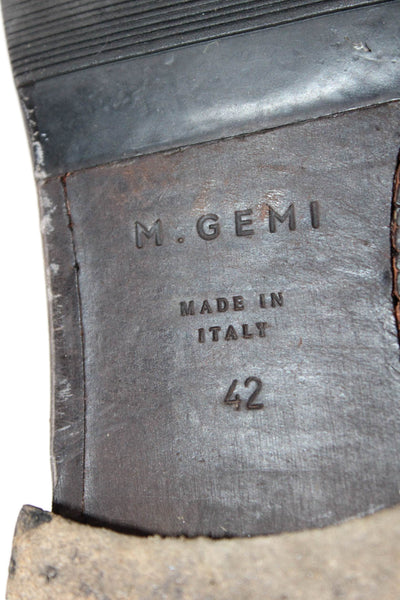 M Gemi Mens Leather Gold Buckle Oxford Dress Shoes Mahogany Brown Size 42