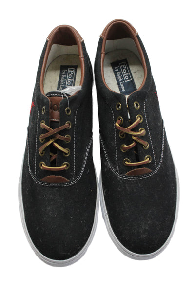 Polo Ralph Lauren Mens Vaughn Low-Top Slip-On Casual Sneakers Black Size 11.5D
