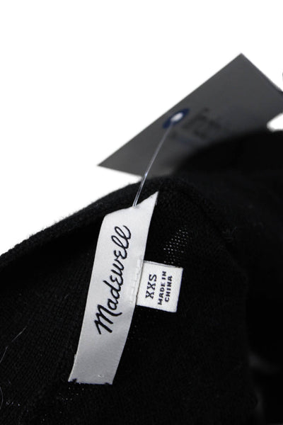 Madewell Womens Merino Wool Striped V-Neck Buttoned Cardigan Black Size XXS