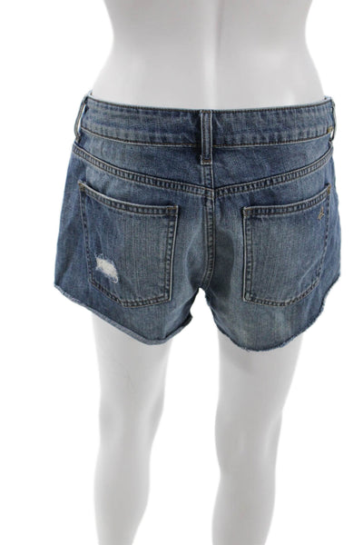 DL1961 Womens Cotton Distressed Detail Pocketed Denim Shorts Blue Size 28