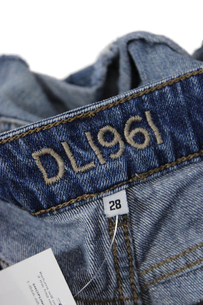 DL1961 Womens Cotton Distressed Detail Pocketed Denim Shorts Blue Size 28