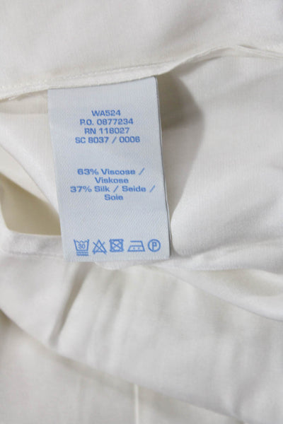 Boden Womens Pleated Detail Round Neck Quarter Sleeve Blouse Beige Size 8