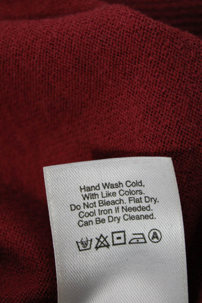 DKNY Womens Cotton Ruffle Detail Short Sleeve Open Front Cardigan Red Size M