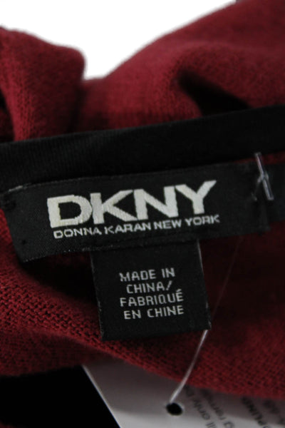 DKNY Womens Cotton Ruffle Detail Short Sleeve Open Front Cardigan Red Size M