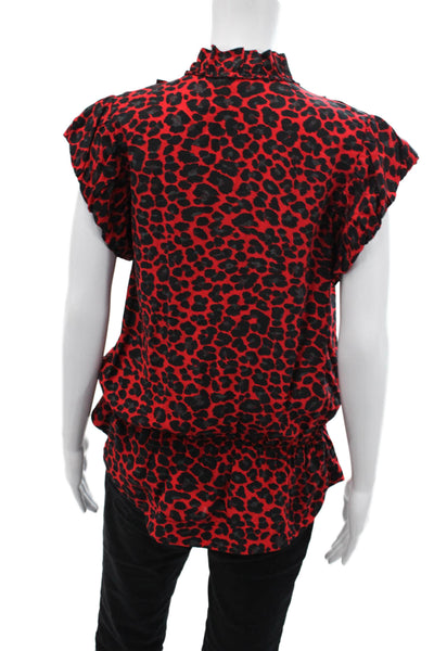Zadig & Voltaire Womens Animal Print Pleated Detail Sleeveless Blouse Red Size M
