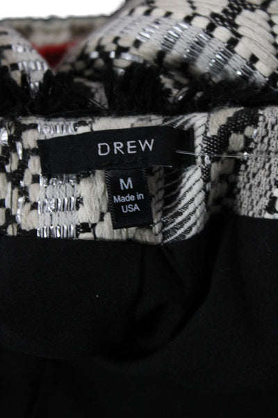 Drew Womens Cotton Woven Detail Pocketed Fringe Trim Jacket White Size M