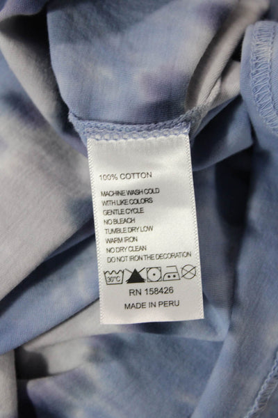 Leallo Womens Cotton Tie Dye Print Sleeveless Casual Tank Top Blue Size L